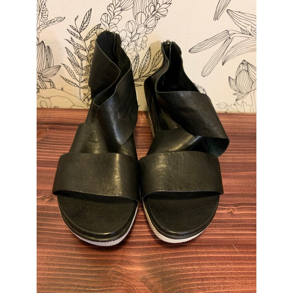 Womens Eileen Fisher Sport Platform Sandal Black Leather Size 7.5 EUC! - Picture 3 of 6